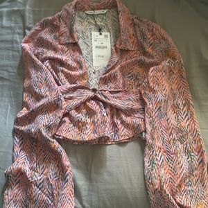 Zara crop top multi color blouse.